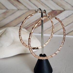 Gold Plated Rattan Design Hoop Earrings NEW